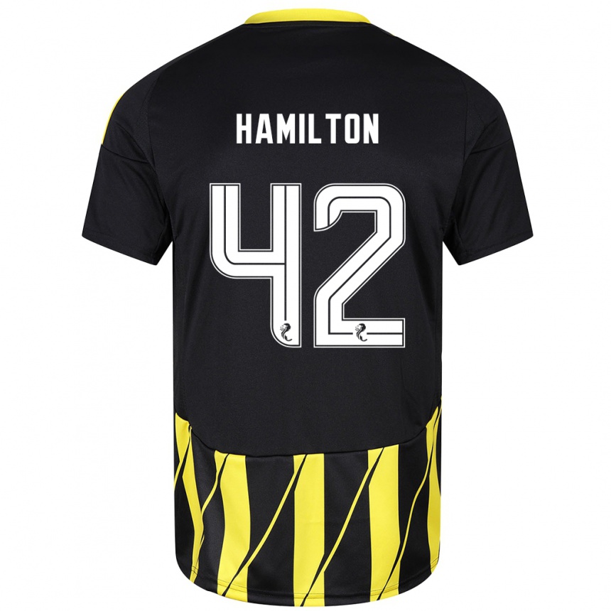 Hombre Fútbol Camiseta Brendan Hamilton #42 Negro Amarillo 2ª Equipación 2024/25 Argentina