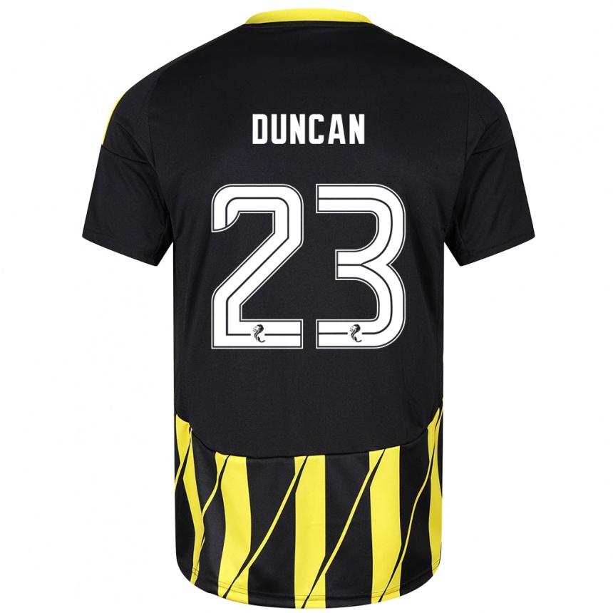 Hombre Fútbol Camiseta Ryan Duncan #23 Negro Amarillo 2ª Equipación 2024/25 Argentina