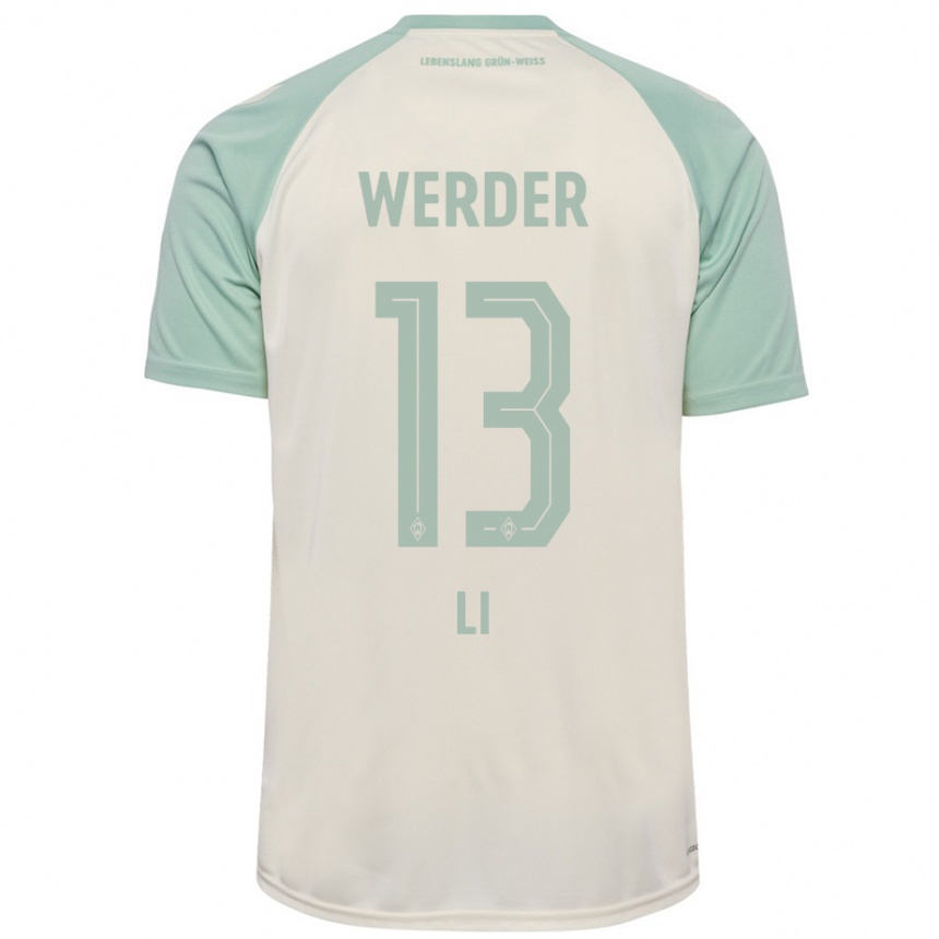 Hombre Fútbol Camiseta Xiancheng Li #13 Blanquecino Verde Claro 2ª Equipación 2024/25 Argentina