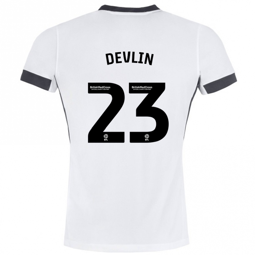 Hombre Fútbol Camiseta Charlotte Devlin #23 Blanco Negro 2ª Equipación 2024/25 Argentina