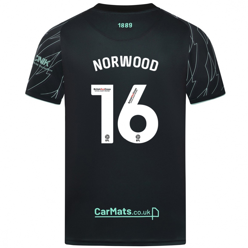 Hombre Fútbol Camiseta Oliver Norwood #16 Negro Verde 2ª Equipación 2024/25 Argentina