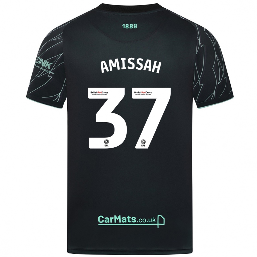 Hombre Fútbol Camiseta Jordan Amissah #37 Negro Verde 2ª Equipación 2024/25 Argentina