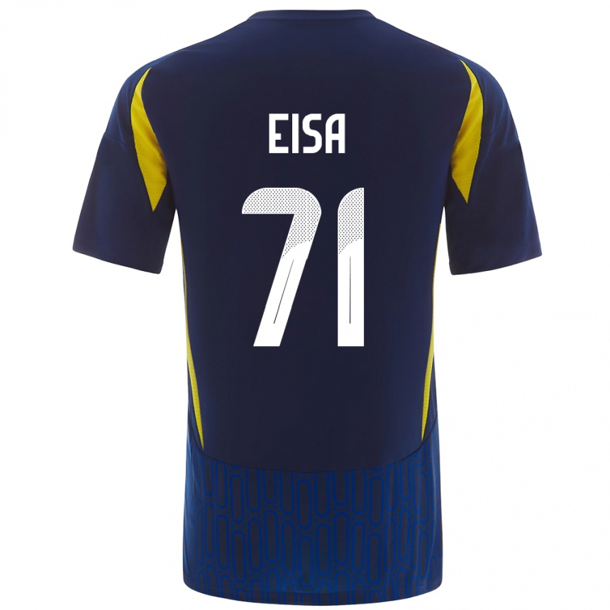 Hombre Fútbol Camiseta Bayan Eisa #71 Azul Amarillo 2ª Equipación 2024/25 Argentina