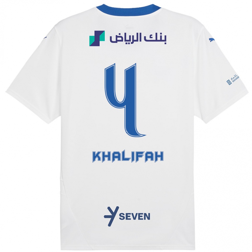 Hombre Fútbol Camiseta Khalifah Al-Dawsari #4 Blanco Azul 2ª Equipación 2024/25 Argentina