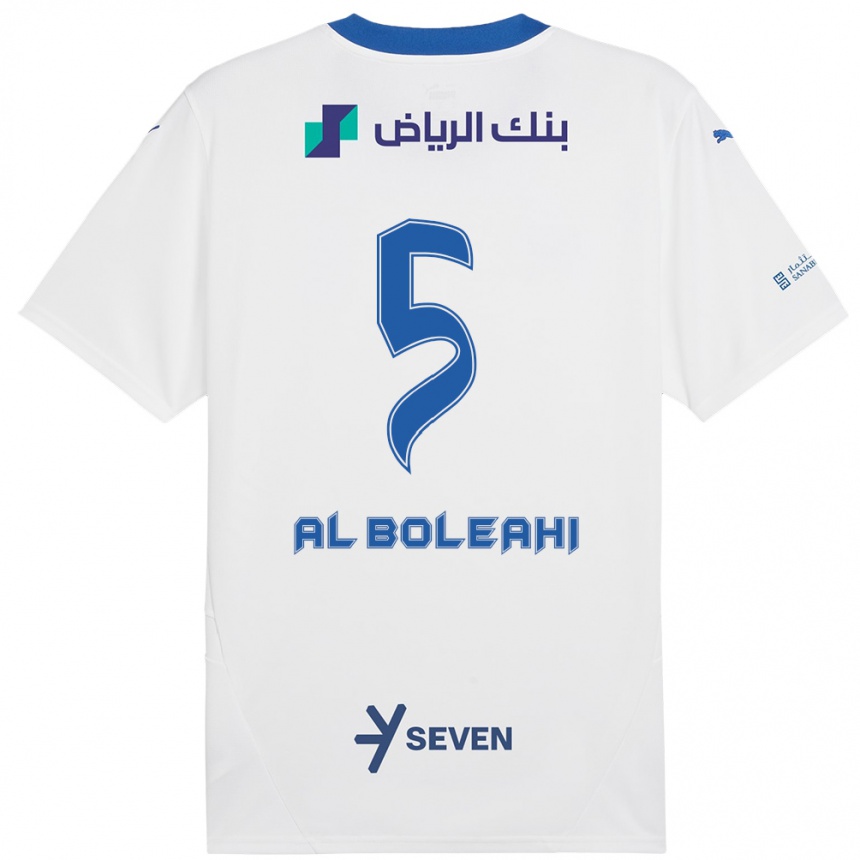 Hombre Fútbol Camiseta Ali Al-Boleahi #5 Blanco Azul 2ª Equipación 2024/25 Argentina