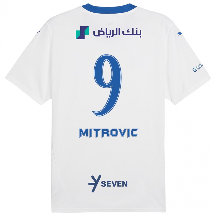 Hombre Fútbol Camiseta Aleksandar Mitrovic #9 Blanco Azul 2ª Equipación 2024/25 Argentina