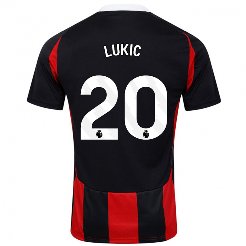 Hombre Fútbol Camiseta Saša Lukić #20 Negro Rojo 2ª Equipación 2024/25 Argentina