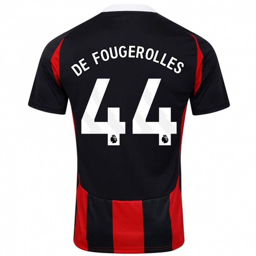 Hombre Fútbol Camiseta Luc De Fougerolles #44 Negro Rojo 2ª Equipación 2024/25 Argentina