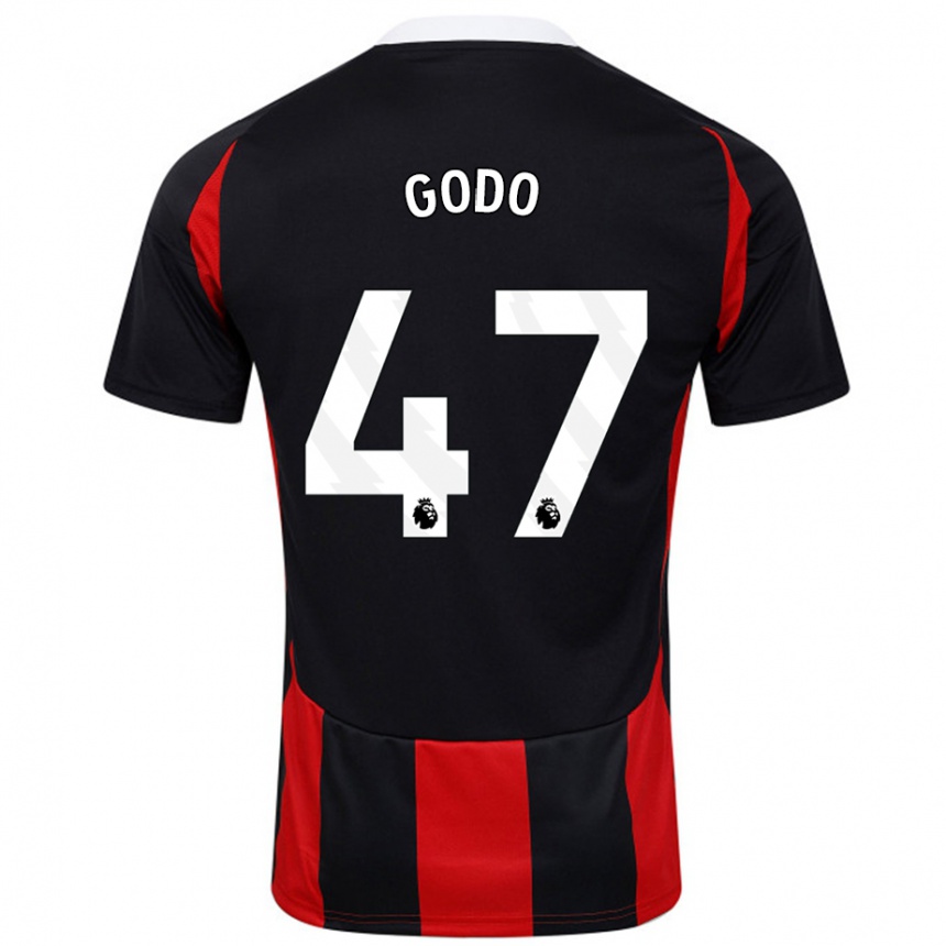 Hombre Fútbol Camiseta Martial Godo #47 Negro Rojo 2ª Equipación 2024/25 Argentina