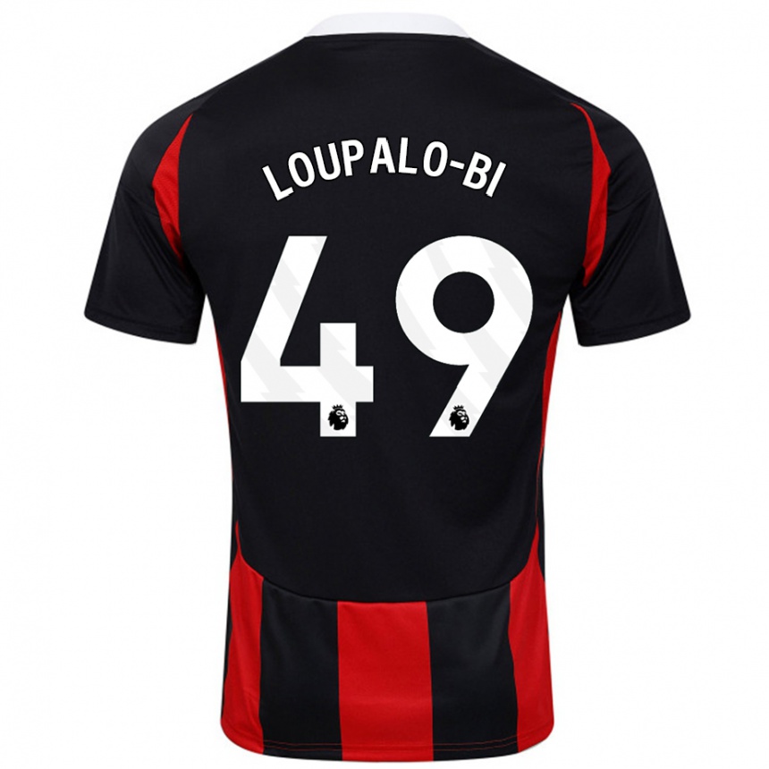 Hombre Fútbol Camiseta Aaron Loupalo-Bi #49 Negro Rojo 2ª Equipación 2024/25 Argentina