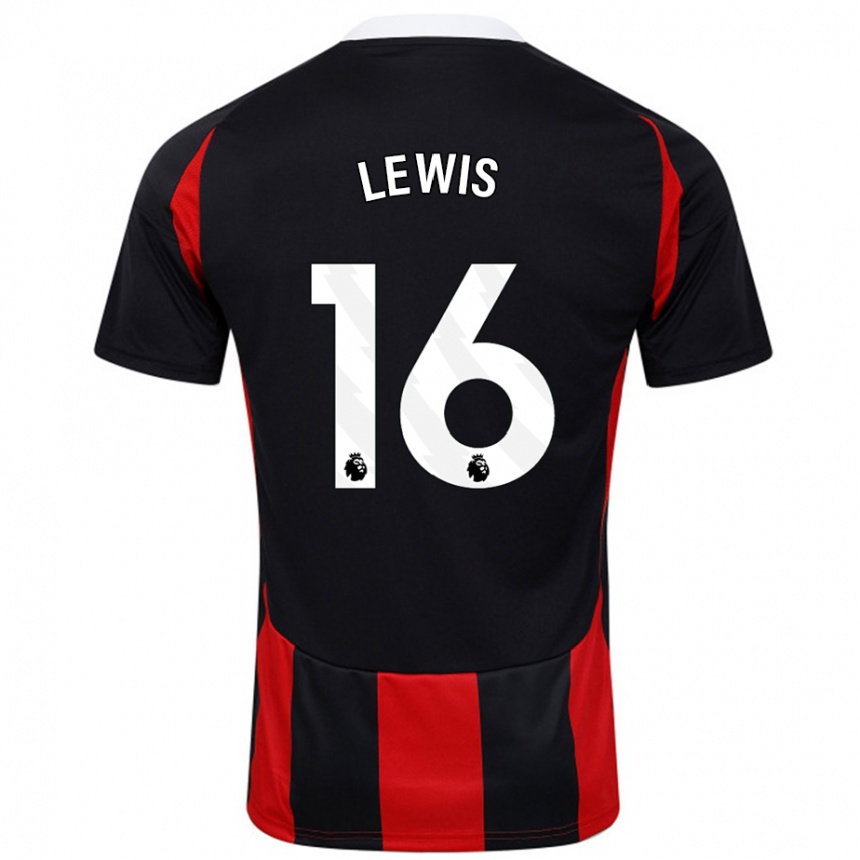 Hombre Fútbol Camiseta Milla Lewis #16 Negro Rojo 2ª Equipación 2024/25 Argentina