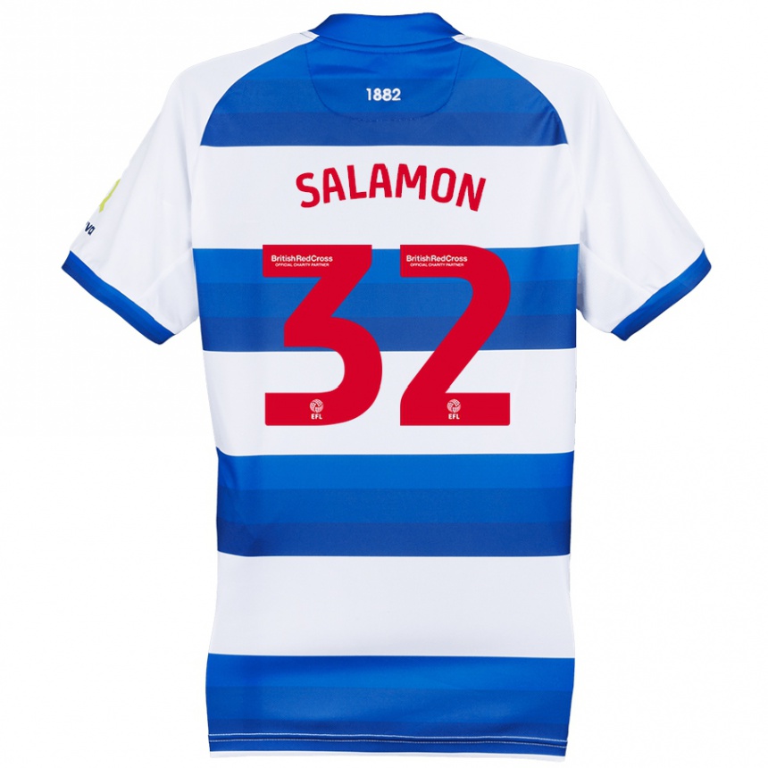 Mujer Fútbol Camiseta Matteo Salamon #32 Blanco Azul 1ª Equipación 2024/25 Argentina