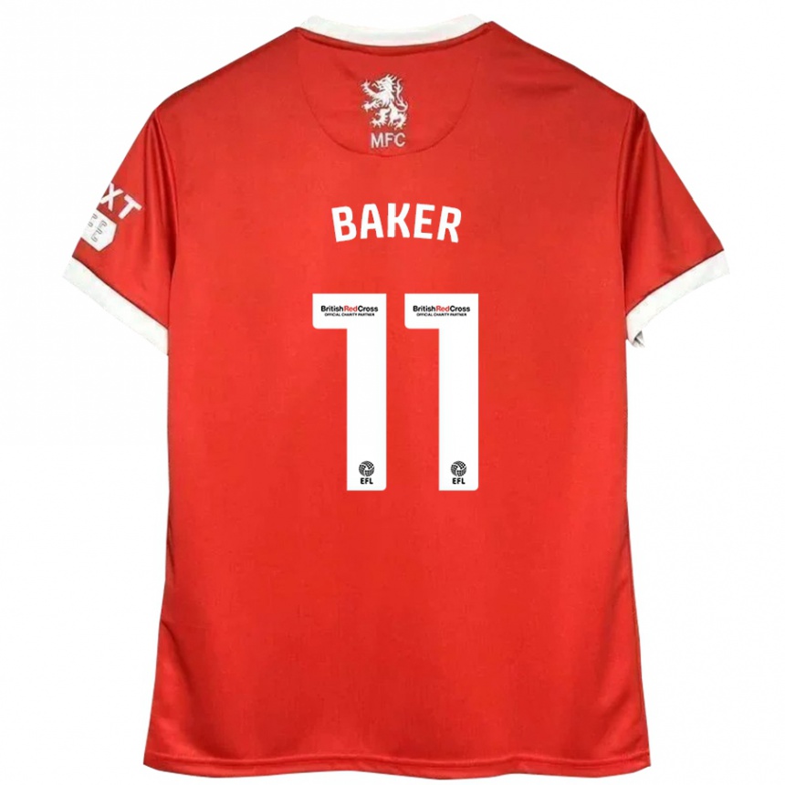 Mujer Fútbol Camiseta Ella Baker #11 Rojo Blanco 1ª Equipación 2024/25 Argentina