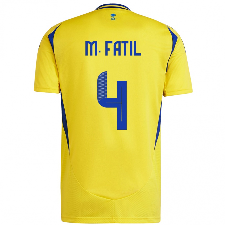 Mujer Fútbol Camiseta Mohammed Al-Fatil #4 Amarillo Azul 1ª Equipación 2024/25 Argentina