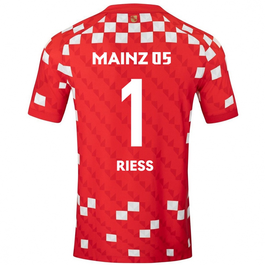 Mujer Fútbol Camiseta Lasse Rieß #1 Blanco Rojo 1ª Equipación 2024/25 Argentina