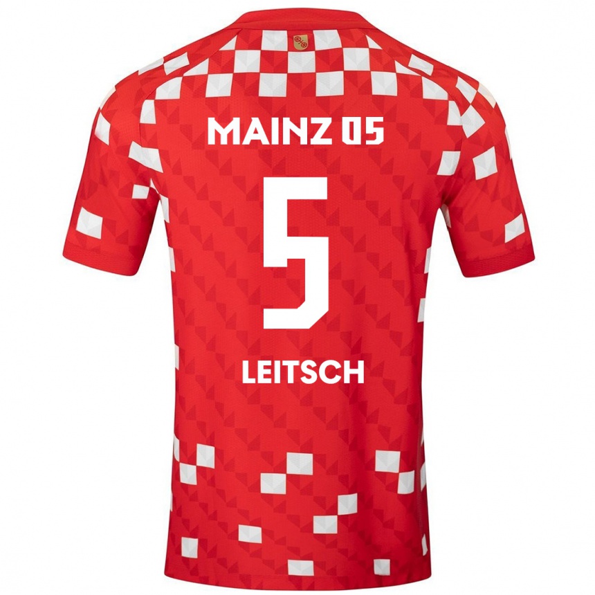 Mujer Fútbol Camiseta Maxim Leitsch #5 Blanco Rojo 1ª Equipación 2024/25 Argentina