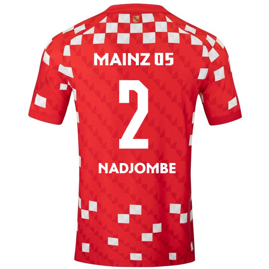 Mujer Fútbol Camiseta Jean-Marie Nadjombe #2 Blanco Rojo 1ª Equipación 2024/25 Argentina