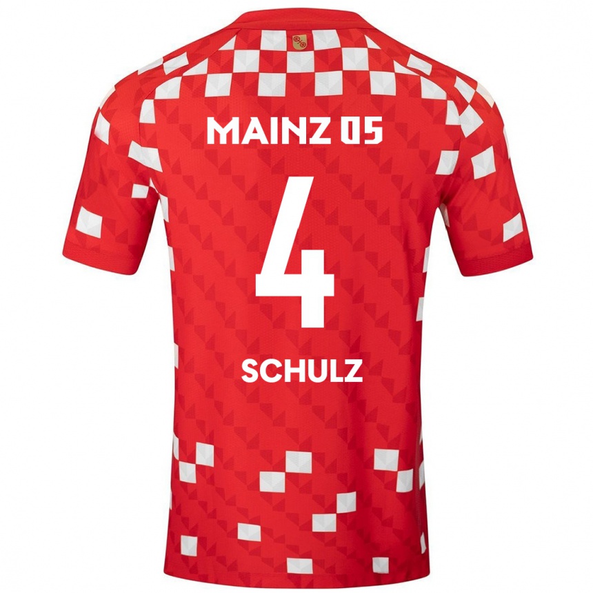 Mujer Fútbol Camiseta Philipp Schulz #4 Blanco Rojo 1ª Equipación 2024/25 Argentina