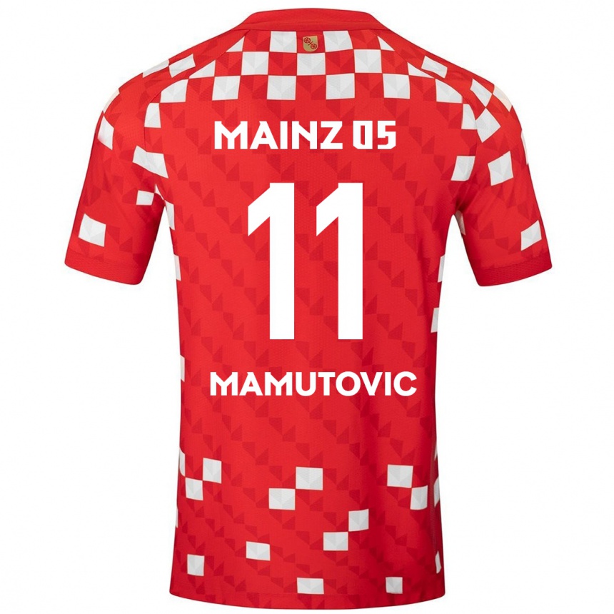 Mujer Fútbol Camiseta David Mamutovic #11 Blanco Rojo 1ª Equipación 2024/25 Argentina