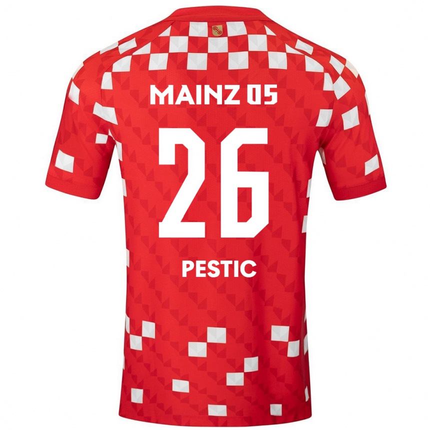 Mujer Fútbol Camiseta Dominik Pestic #26 Blanco Rojo 1ª Equipación 2024/25 Argentina