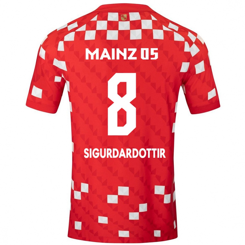 Mujer Fútbol Camiseta Heiðrún Sigurðardóttir #8 Blanco Rojo 1ª Equipación 2024/25 Argentina