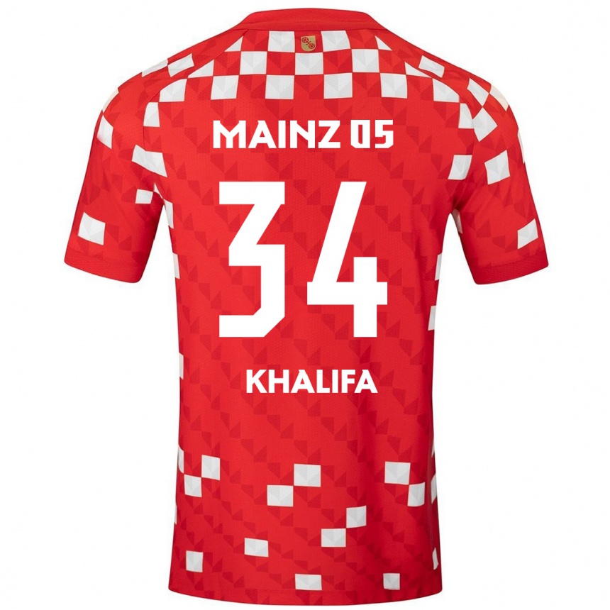 Mujer Fútbol Camiseta Sarah Khalifa #34 Blanco Rojo 1ª Equipación 2024/25 Argentina