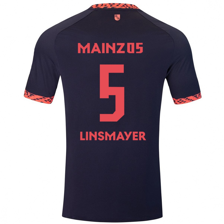 Mujer Fútbol Camiseta Denis Linsmayer #5 Azul Coral Rojo 2ª Equipación 2024/25 Argentina