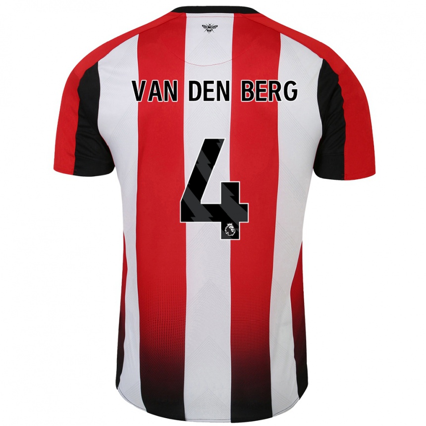 Niño Fútbol Camiseta Sepp Van Den Berg #4 Rojo Blanco 1ª Equipación 2024/25 Argentina