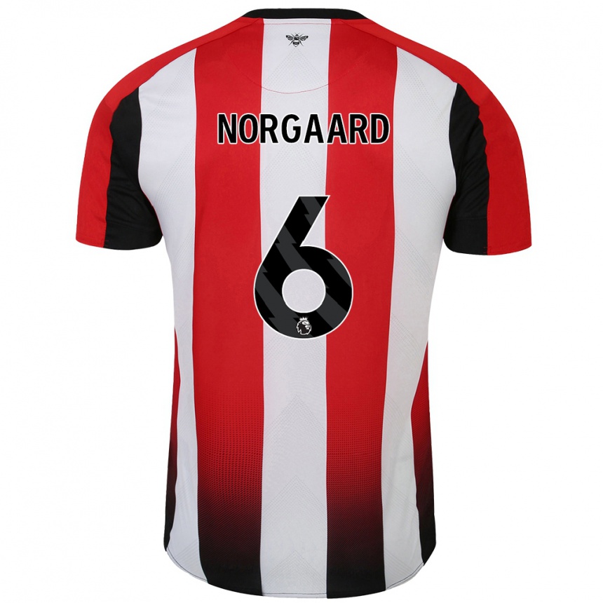 Niño Fútbol Camiseta Christian Nørgaard #6 Rojo Blanco 1ª Equipación 2024/25 Argentina