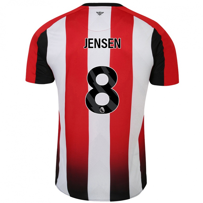 Niño Fútbol Camiseta Mathias Jensen #8 Rojo Blanco 1ª Equipación 2024/25 Argentina