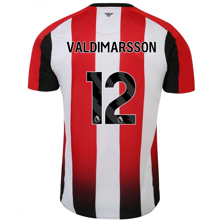 Niño Fútbol Camiseta Hákon Rafn Valdimarsson #12 Rojo Blanco 1ª Equipación 2024/25 Argentina