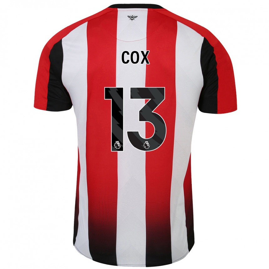 Niño Fútbol Camiseta Matthew Cox #13 Rojo Blanco 1ª Equipación 2024/25 Argentina