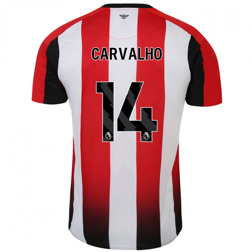 Niño Fútbol Camiseta Fabio Carvalho #14 Rojo Blanco 1ª Equipación 2024/25 Argentina