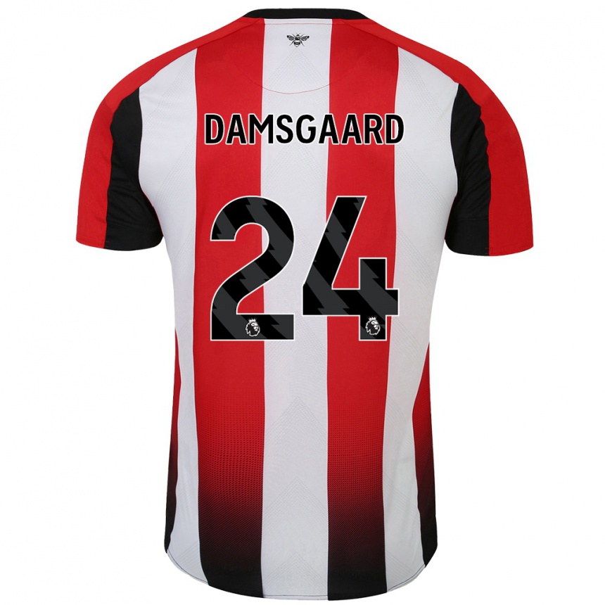 Niño Fútbol Camiseta Mikkel Damsgaard #24 Rojo Blanco 1ª Equipación 2024/25 Argentina