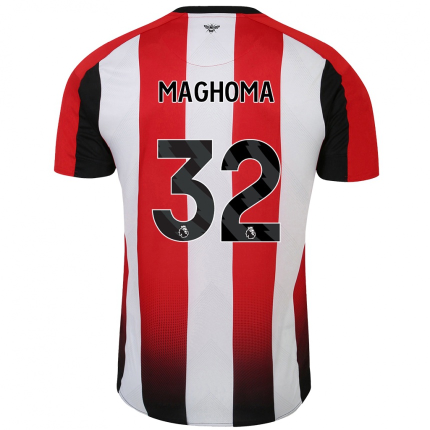 Niño Fútbol Camiseta Paris Maghoma #32 Rojo Blanco 1ª Equipación 2024/25 Argentina