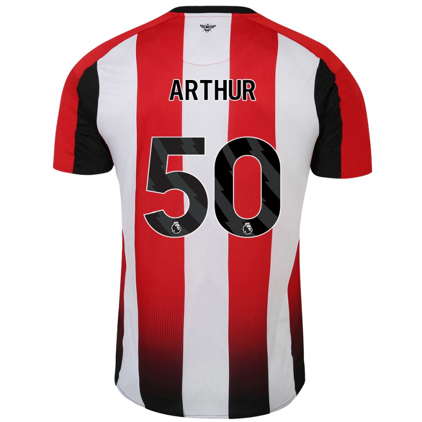 Niño Fútbol Camiseta Benjamin Arthur #50 Rojo Blanco 1ª Equipación 2024/25 Argentina