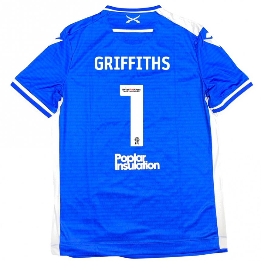 Niño Fútbol Camiseta Josh Griffiths #1 Azul Blanco 1ª Equipación 2024/25 Argentina