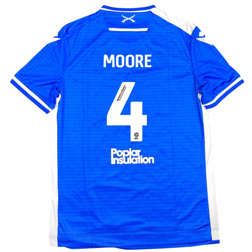 Niño Fútbol Camiseta Taylor Moore #4 Azul Blanco 1ª Equipación 2024/25 Argentina