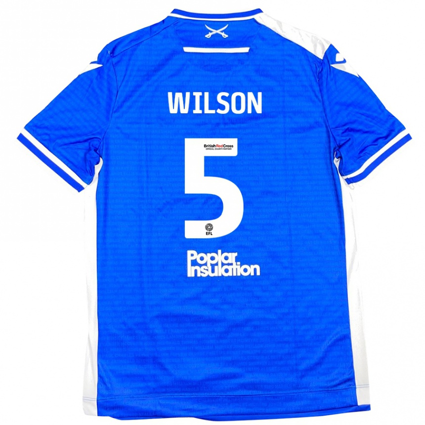 Niño Fútbol Camiseta James Wilson #5 Azul Blanco 1ª Equipación 2024/25 Argentina