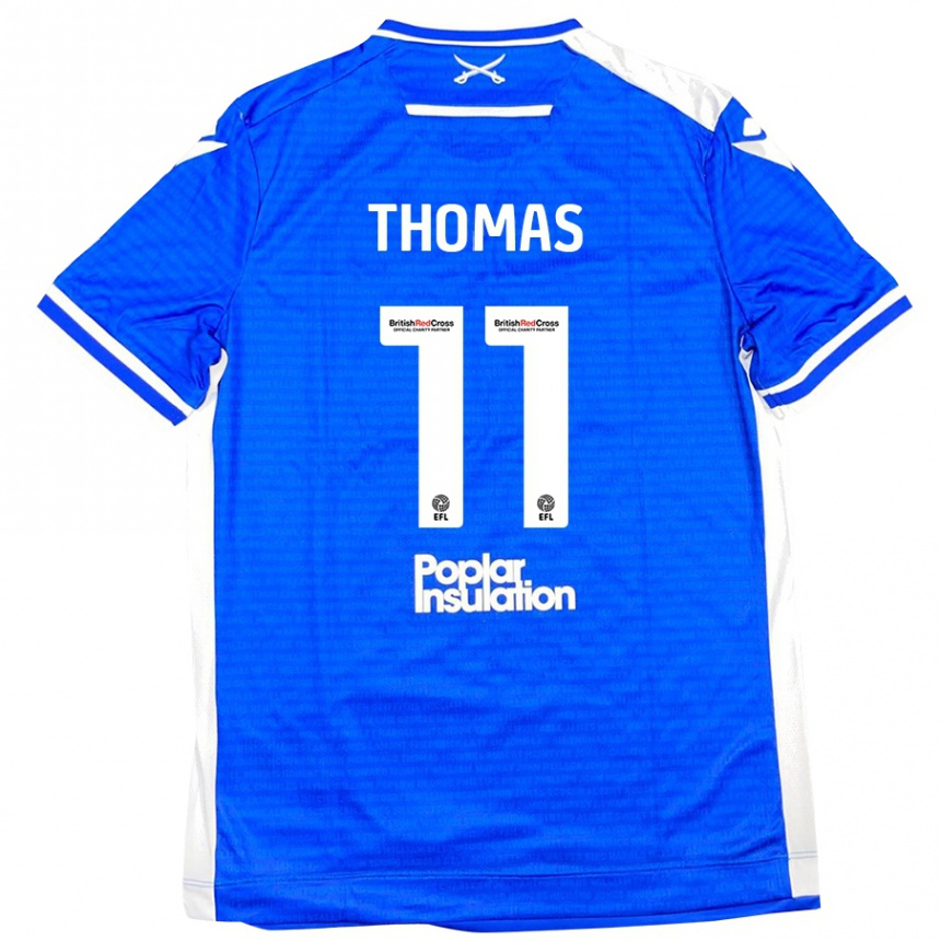 Niño Fútbol Camiseta Luke Thomas #11 Azul Blanco 1ª Equipación 2024/25 Argentina