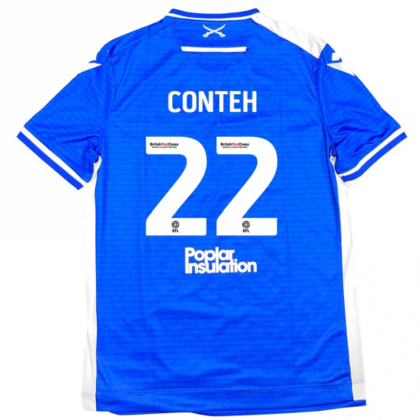 Niño Fútbol Camiseta Kamil Conteh #22 Azul Blanco 1ª Equipación 2024/25 Argentina