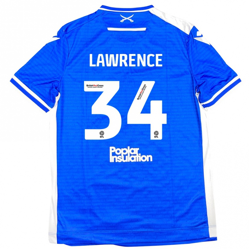 Niño Fútbol Camiseta Jerry Lawrence #34 Azul Blanco 1ª Equipación 2024/25 Argentina