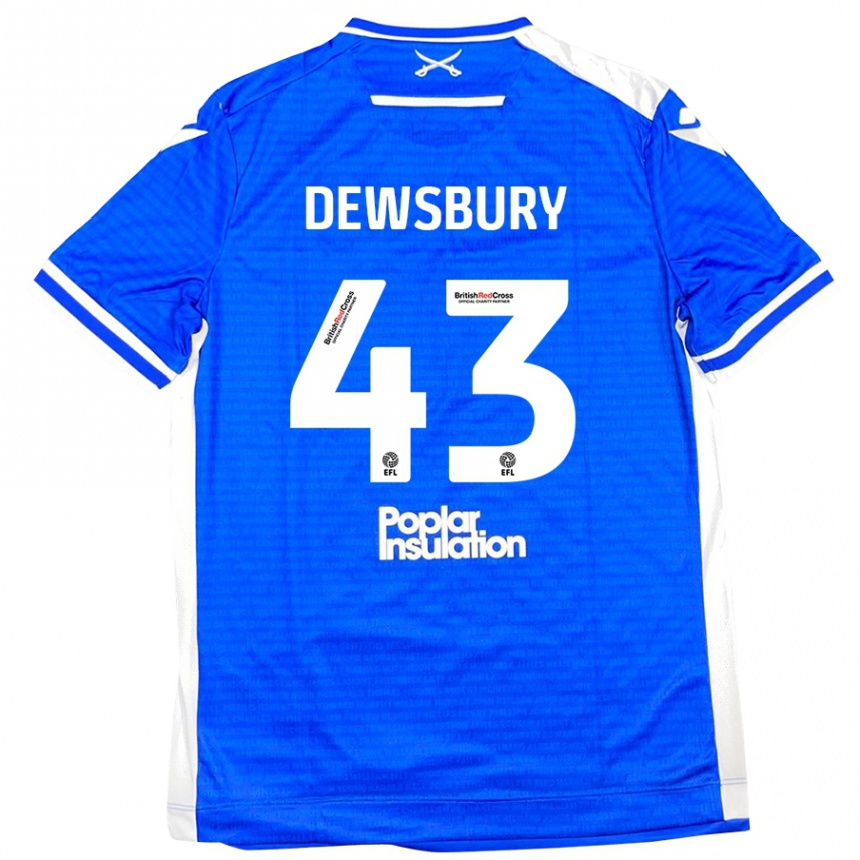 Niño Fútbol Camiseta Ollie Dewsbury #43 Azul Blanco 1ª Equipación 2024/25 Argentina