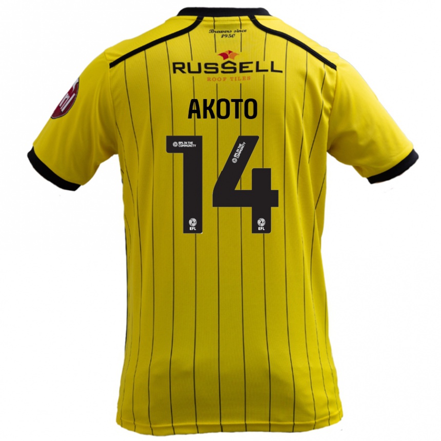 Niño Fútbol Camiseta Nick Akoto #14 Amarillo 1ª Equipación 2024/25 Argentina