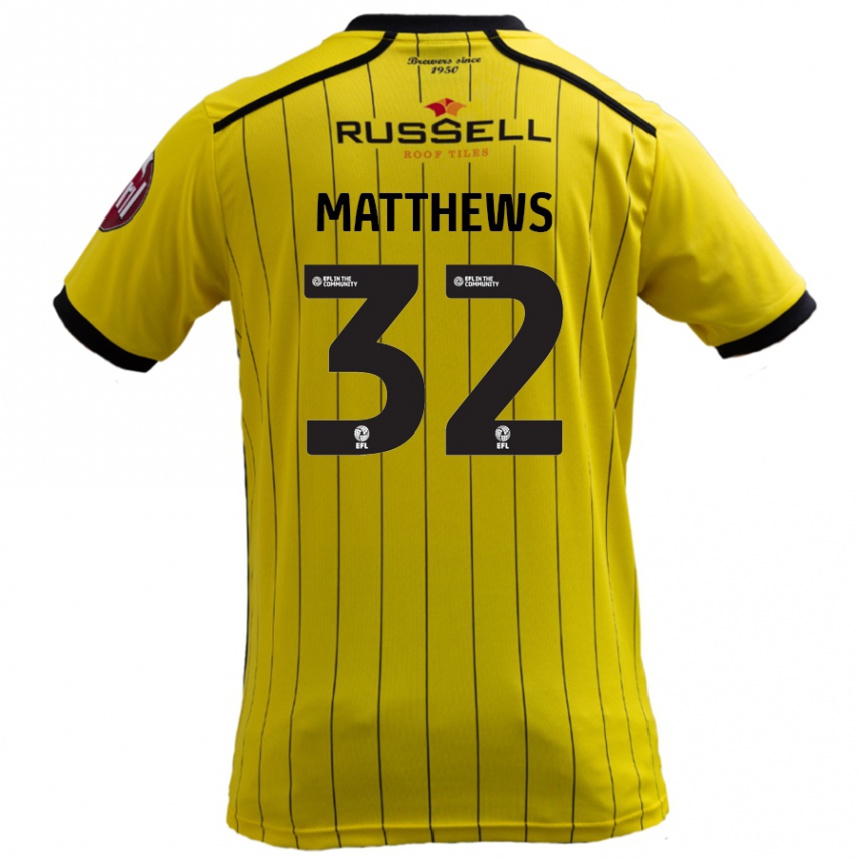 Niño Fútbol Camiseta Daniel Matthews #32 Amarillo 1ª Equipación 2024/25 Argentina