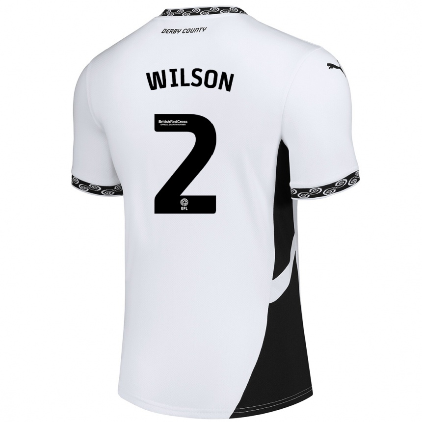 Niño Fútbol Camiseta Kane Wilson #2 Blanco Negro 1ª Equipación 2024/25 Argentina