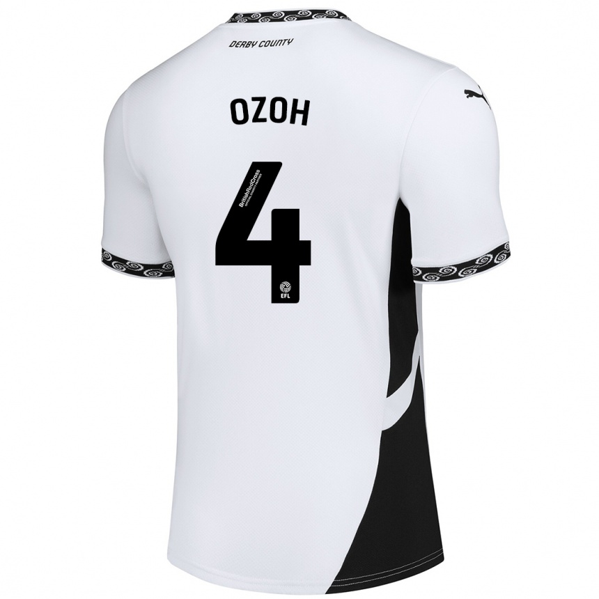 Niño Fútbol Camiseta David Ozoh #4 Blanco Negro 1ª Equipación 2024/25 Argentina