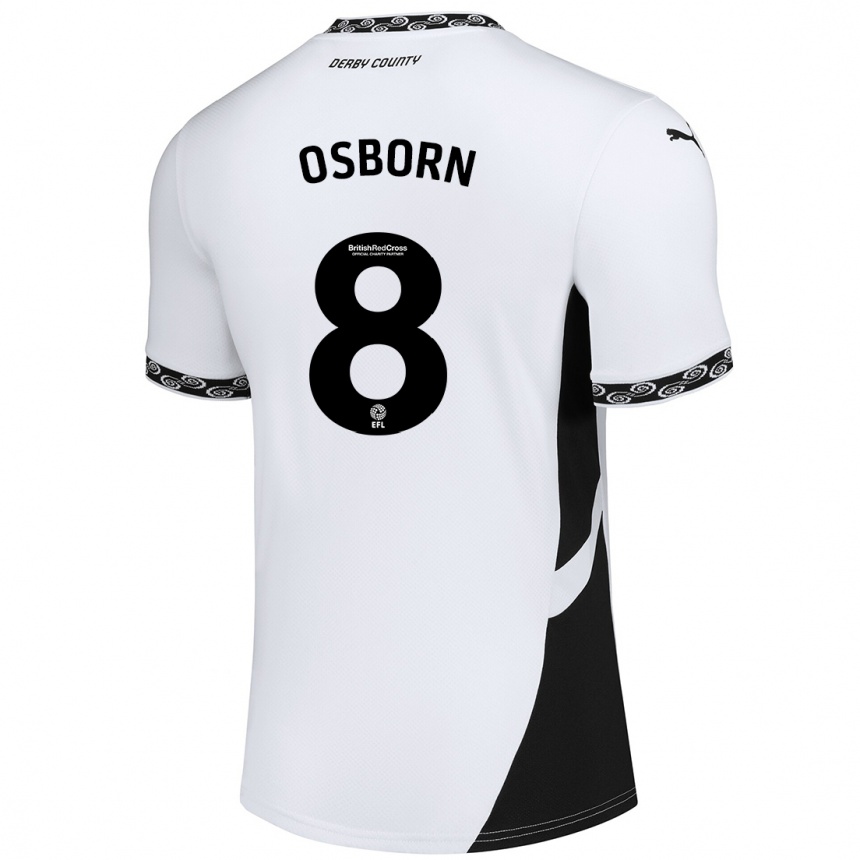 Niño Fútbol Camiseta Ben Osborn #8 Blanco Negro 1ª Equipación 2024/25 Argentina