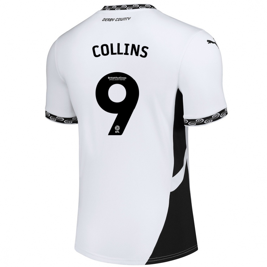 Niño Fútbol Camiseta James Collins #9 Blanco Negro 1ª Equipación 2024/25 Argentina