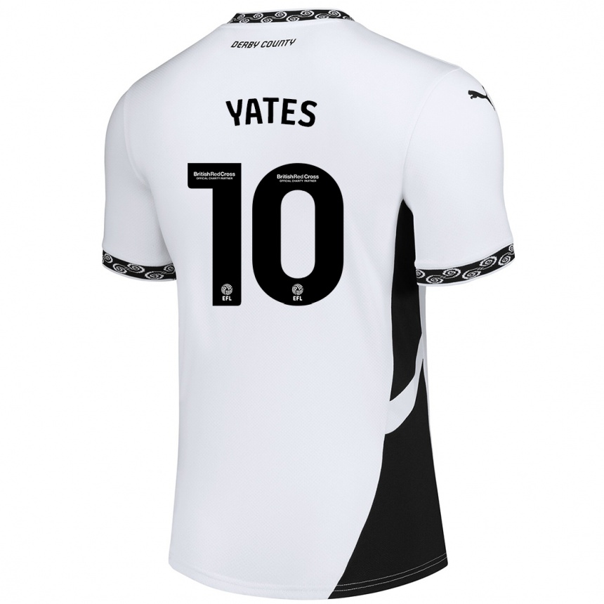 Niño Fútbol Camiseta Jerry Yates #10 Blanco Negro 1ª Equipación 2024/25 Argentina